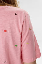 Numph pink embroidered polka dot T-shirt back view