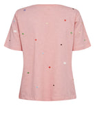 Numph pink short sleeve embroidered dot top full length back 