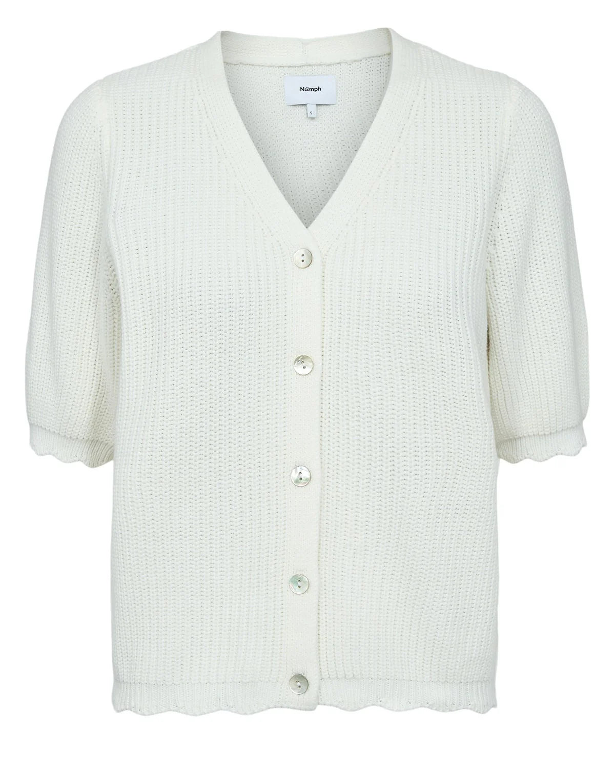 Numph cream ribbed knit cardigan product image front