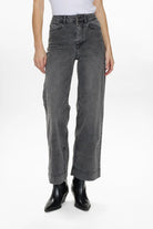 Nümph NuParis black washed high waisted wide leg jeans front view