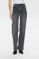 Nümph NuParis black washed wide leg jeans full front view