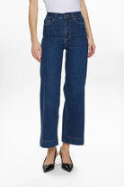 Nümph NuParis dark blue high waisted wide leg jeans front view