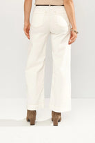 Numph off white flared trousers full length product image Back view 
