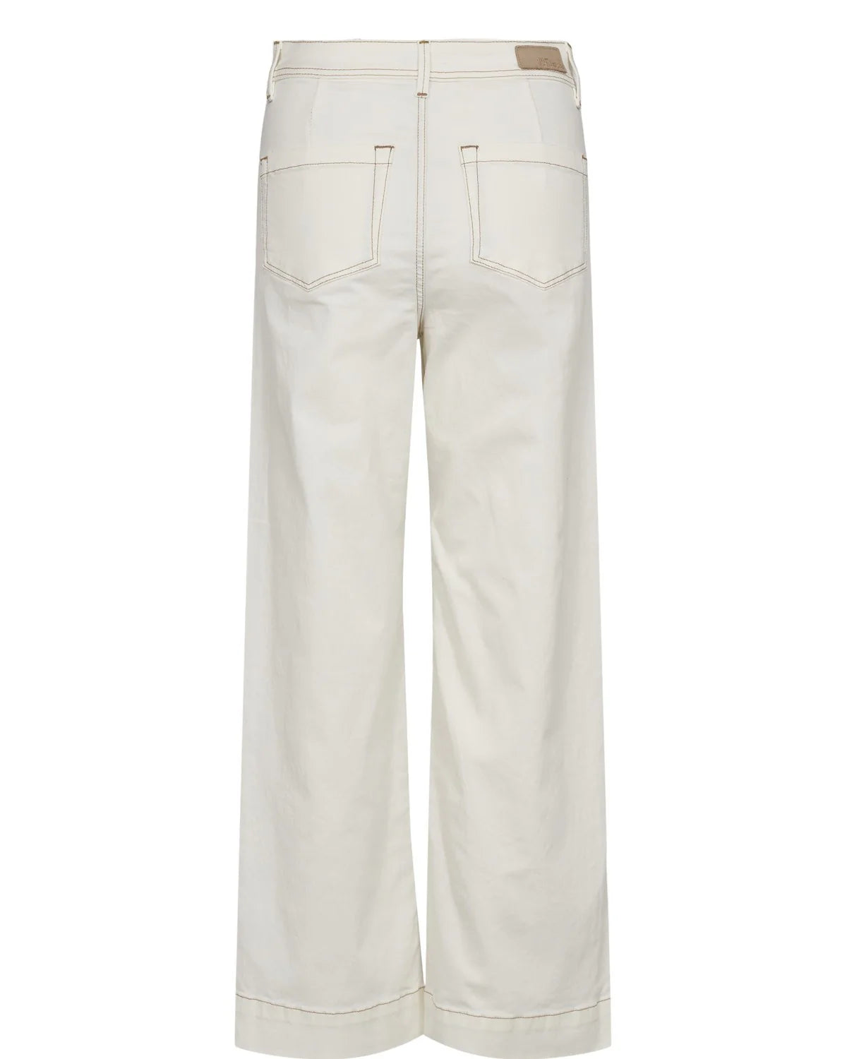 Numph off white women’s flared trousers contrast stitching From back 