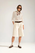 Numph printed scarf around neck 