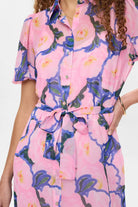 Numph Nukellie floral midi shirt dress tie waist detail