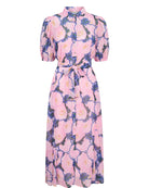 Numph Nukellie pink floral summer midi dress side profile