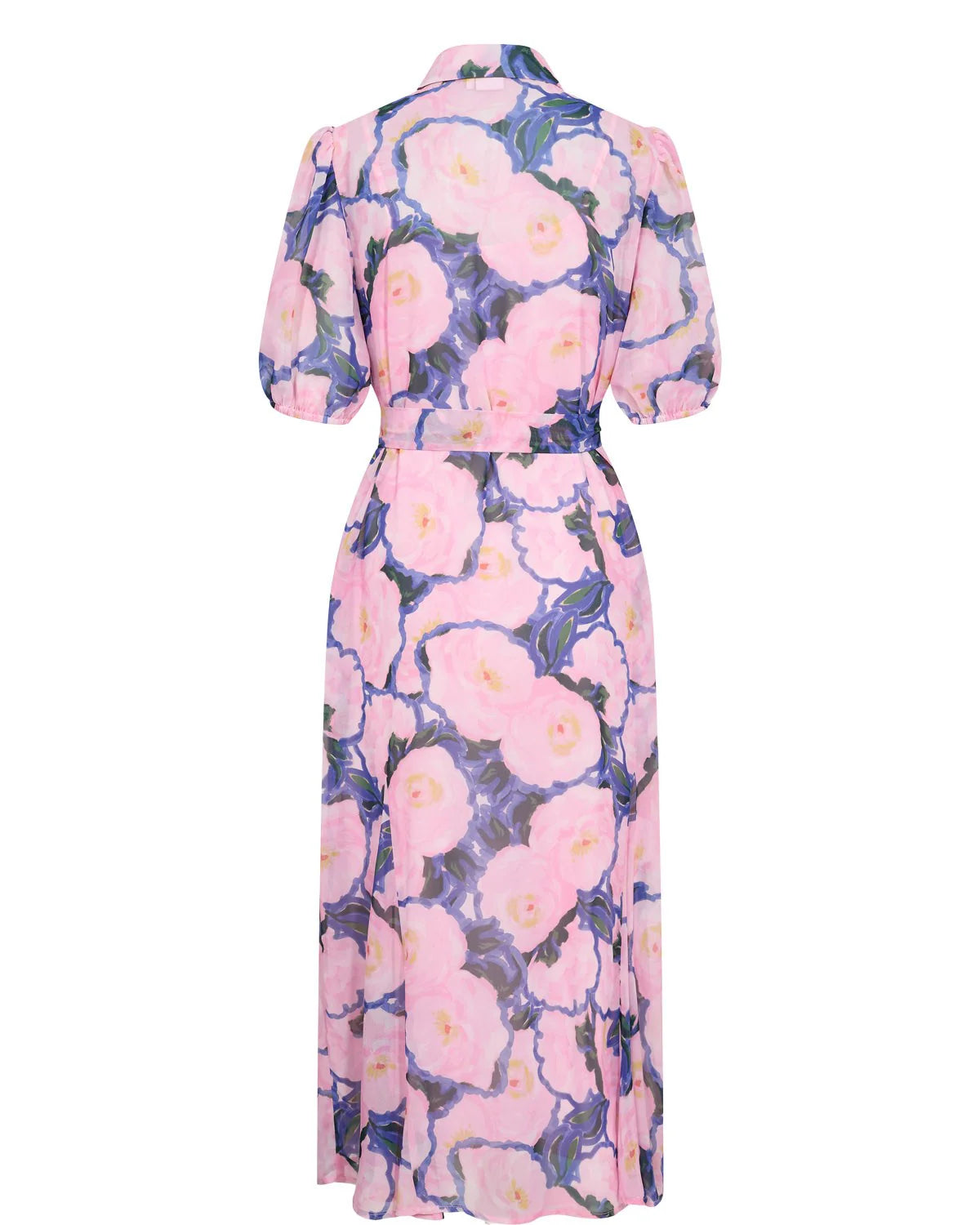 Numph Nukellie floral print belted shirt dress full length back 