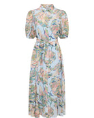 Numph Nukellie short puffed sleeve belted shirt dress for women 