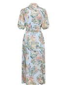 Numph Nukellie blue floral print belted shirt dress back view