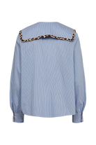 Nümph Numayana blue striped cotton shirt with oversized collar – product back view