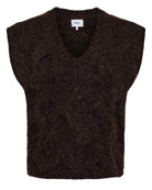 Nümph Nualmas Black Coffee V-neck cable knit vest – product front view