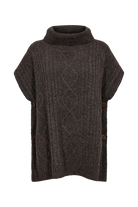 Nümph Nujoline brown cable knit roll neck poncho – front product view