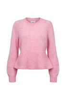 Nümph Nusuri Bonbon pink peplum crew neck jumper – product front view