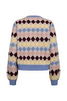 Nümph Nulina Gray Morn multicolour argyle knitted jumper with blue trims – product back view