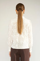 Nümph Nulenea white floral embroidered long sleeve blouse – back model view