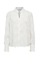 Nümph Nulenea white embroidered cotton blouse with open neckline – product front view