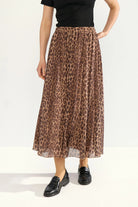 Nümph Nulionis Tiger’s Eye leopard print midi skirt – front model view