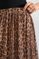 Nümph Nulionis brown leopard print midi skirt with elasticated waist – waist detail