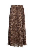 Nümph Nulionis brown animal print midi skirt with flowing silhouette – product view