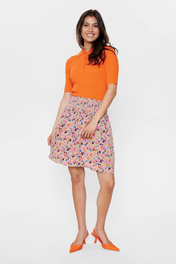 Numph Nuria Beige Floral Print Short Skirt