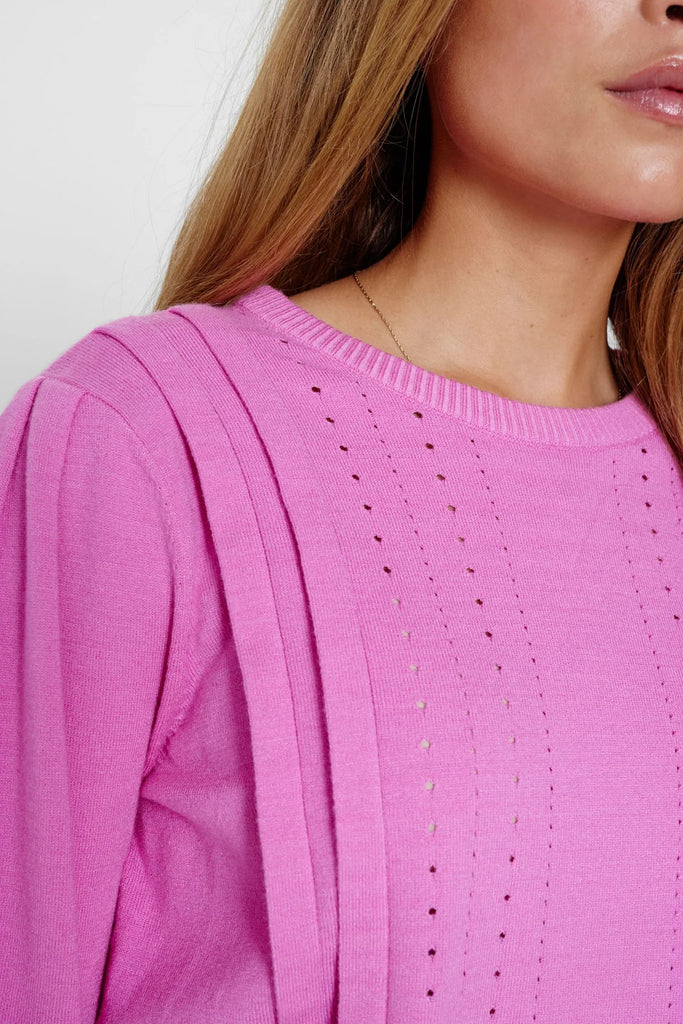 Numph Nutrille Pink Pointelle Jumper With Pleating Details