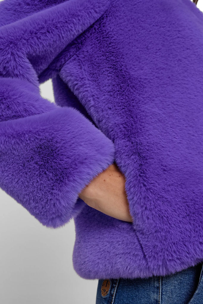 Numph Nuwinda High Neck Faux Fur Jacket With Pockets
