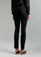 Lola Casademunt Black Slim Leg Trousers With Faux Leather Waist From Back