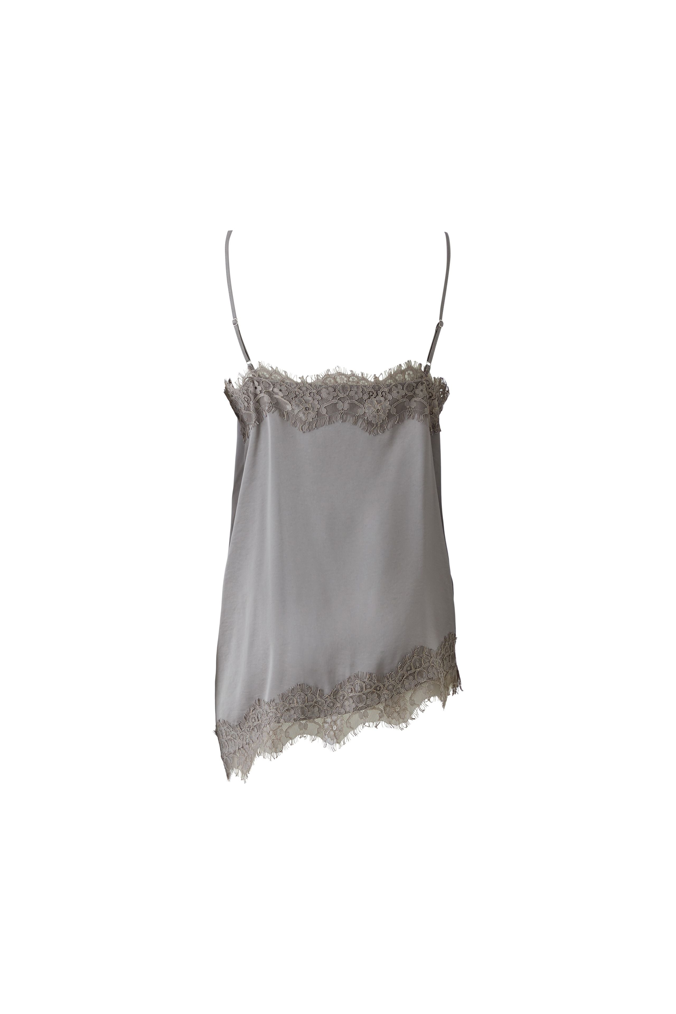 Oui Sleepy Grey satin camisole with adjustable straps – product back view