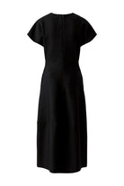 Oui black stretch crepe short sleeve midi dress – product back view