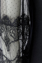 Oui black sheer lace sleeve jumper – floral lace close-up