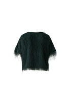 Oui Scarab Green eyelash fringe short sleeve top – product back view