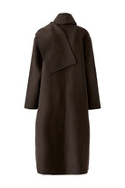 Oui brown double-breasted wool blend scarf coat – product view