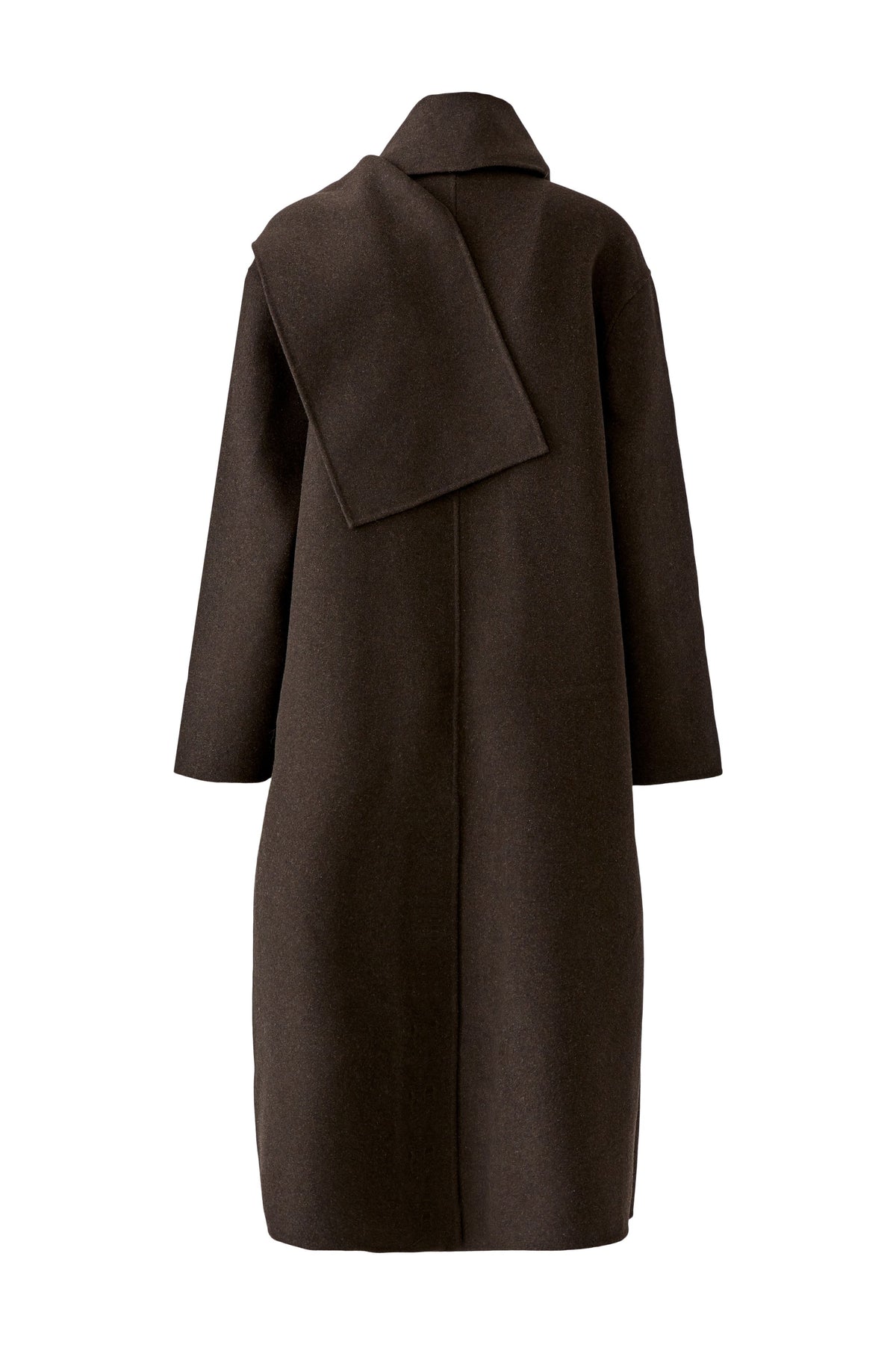 Oui brown double-breasted wool blend scarf coat – product view