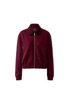Oui burgundy zip bomber jacket with dark corduroy collar – product front view
