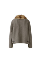 Oui taupe melange wool blend jacket – product back view