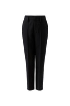 Oui black stretch crepe slim leg trousers with belt loops – product front view