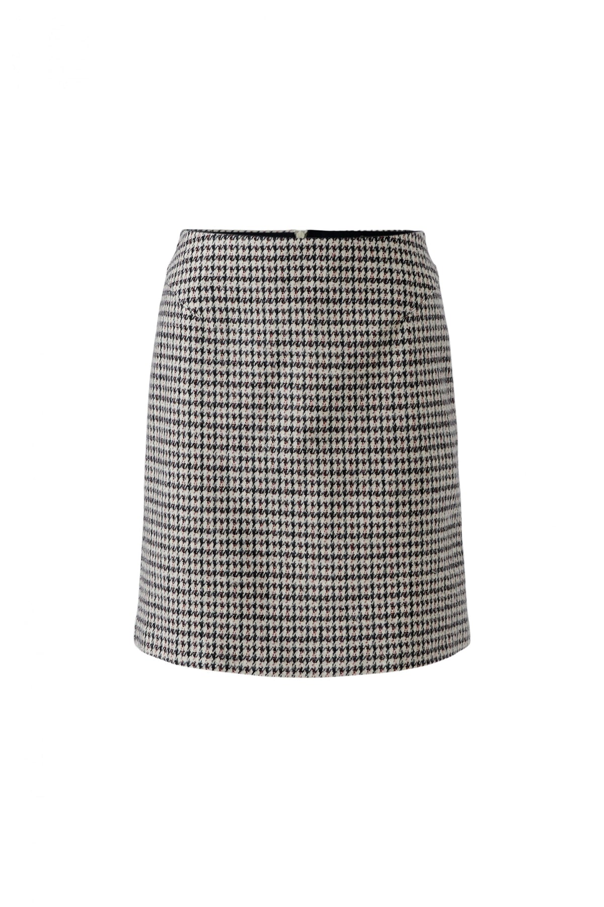 Oui brown houndstooth A-line mini skirt – product front view