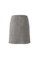 Oui brown and stone check mini skirt with back zip – product back view