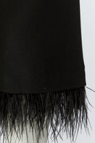 Oui black feather trim jacket – cuff detail close-up