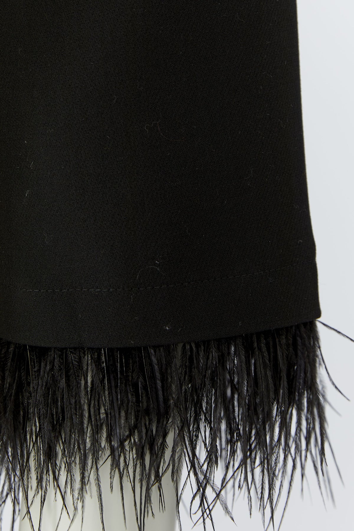 Oui black feather trim jacket – cuff detail close-up