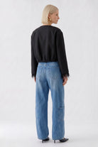 Oui black cropped jacket – back model view