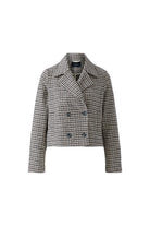   Oui brown and stone double-breasted houndstooth blazer – product front view