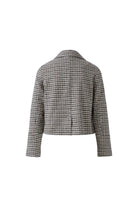 Oui cropped houndstooth blazer with straight back and long sleeves – product back view