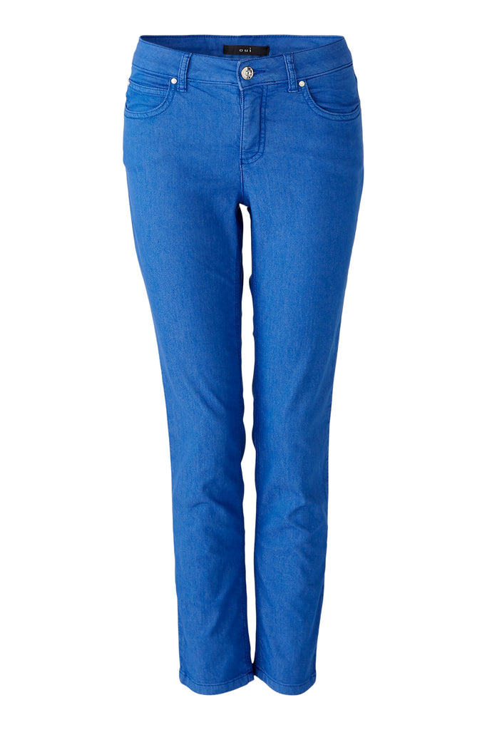 Oui Baxtor Slim Leg Cropped Jeans In Bright Blue