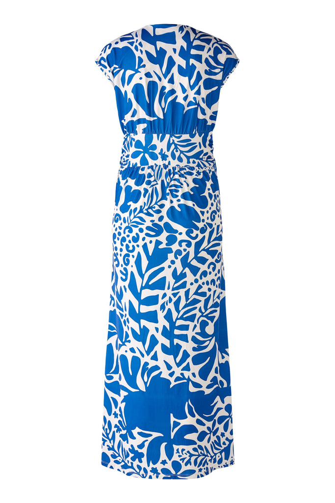 Oui Blue/White Floral Print Knot Detail Midi Dress Back