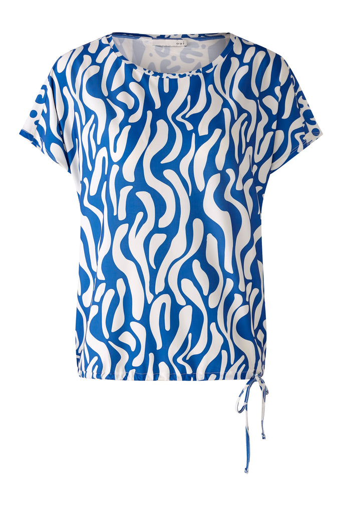 Oui Silky Blue/White Swirl Print Blouse