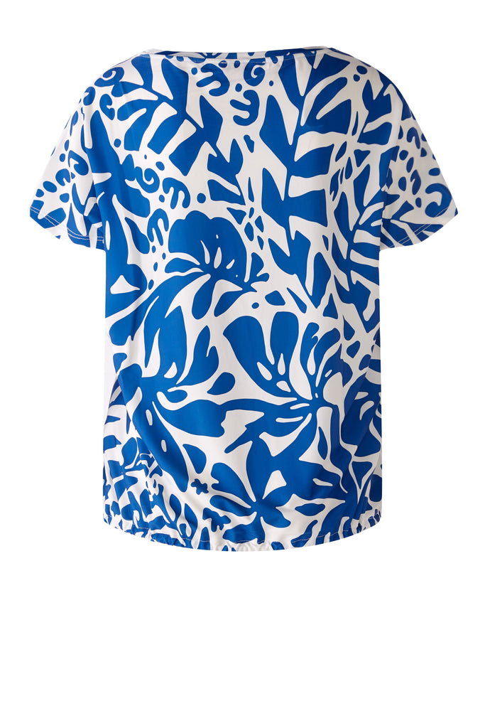 Oui Silky Blue/White Swirl Print Blouse Back