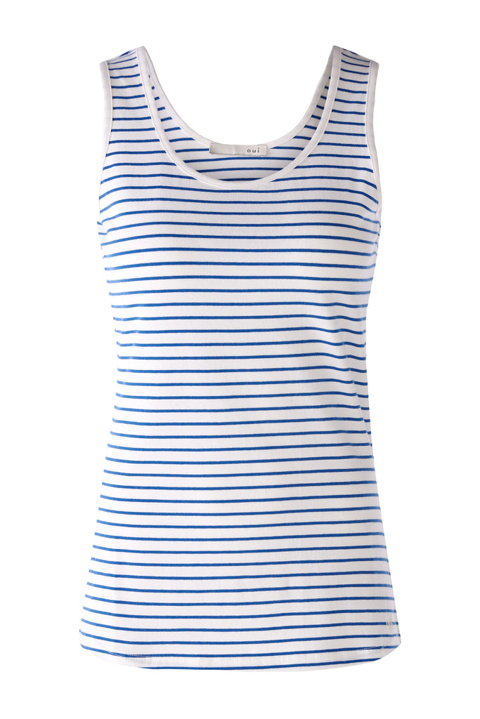 Oui Cream/Blue Striped Vest Top