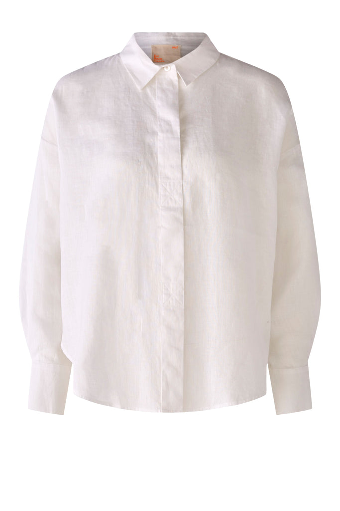 Oui  Relaxed Fit White Linen Shirt